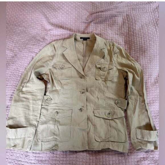 Theory Linen Utility Jacket Women's Size 12 - Picture 1 of 5